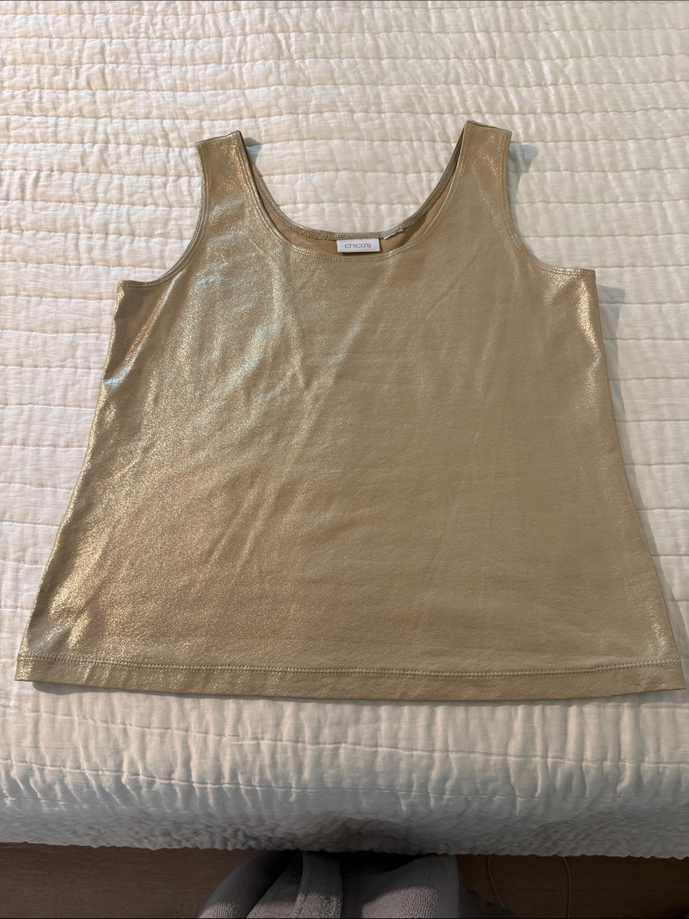 Chico's Shimmery Gold Scoop Neck Tank. May be size 1